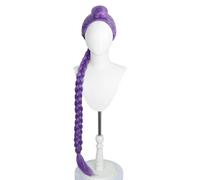 Stunning Purple Braid Wig for Cosplay & Halloween, Long Straight Synthetic Hair with Included Hairnet for Adults & Teens C