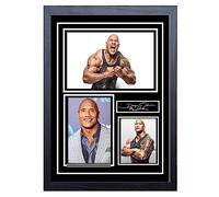 Stunning Quality Dwayne Johnson/The Rock Wrestling Signed/Autographed Print (A4 Framed 34cm x 24cm)