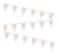Stunning Rose Gold 50th Birthday Glitz Prismatic Flag Banner (274cm) - Perfect Celebration Decor for Birthday, Anniversary, & More - 1 Pc