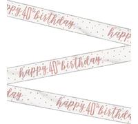 Stunning Rose Gold Happy 40th Birthday Glitz Foil Banner (274cm) - Dazzling Party Decor for a Memorable Milestone - 1 Pc