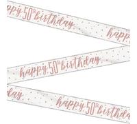 Stunning Rose Gold Happy 50th Birthday Glitz Foil Banner (274cm) - Dazzling Party Decor for a Memorable Milestone - 1 Pc