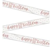 Stunning Rose Gold Happy 60th Birthday Glitz Foil Banner (274cm) - Dazzling Party Decor for a Memorable Milestone - 1 Pc