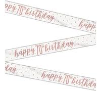 Stunning Rose Gold Happy 70th Birthday Glitz Foil Banner (274cm) - Dazzling Party Decor for a Memorable Milestone - 1 Pc