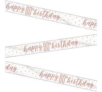 Stunning Rose Gold Happy 80th Birthday Glitz Foil Banner (274cm) - Dazzling Party Decor for a Memorable Milestone - 1 Pc