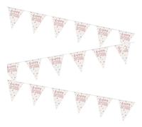 Stunning Rose Gold Happy Birthday Glitz Prismatic Flag Banner (274cm) - Perfect Party Decor Addition for a Memorable Milestone - 1 Pc