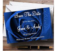 Stunning Royal Blue Rose Personalised Wedding Save The Date Cards