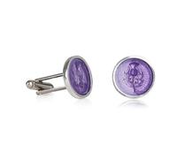 Stunning Scottish Thistle Purple Enamel Pewter Cufflinks