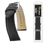 STUNNING SELECTION Alpine Cordura Watch Strap with Leather Lining Water Resistant and Quick Release Spring Bars - Black, Olive, Grey, Khakhi, Blue, Red, Orange - 14, 16, 18, 20, Black, 22MM, Quick