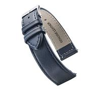 STUNNING SELECTION Alpine flat Stitched Genuine Leather Watch strap with Quick Release Spring Bars - Blue - 14 mm