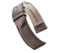 STUNNING SELECTION Alpine flat Stitched Genuine Leather Watch strap with Quick Release Spring Bars - Brown - 14 mm