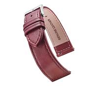 STUNNING SELECTION Alpine flat Stitched Genuine Leather Watch strap with Quick Release Spring Bars - Burgundy - 18 mm