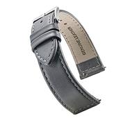 STUNNING SELECTION Alpine flat Stitched Genuine Leather Watch strap with Quick Release Spring Bars - Grey -22 mm