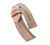 STUNNING SELECTION Alpine flat Stitched Genuine Leather Watch strap with Quick Release Spring Bars - Pink - 14 mm