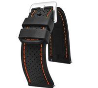 STUNNING SELECTION Alpine Premium Quality Sporty Silicone Waterproof Watch Band with Quick Release - Soft Rubber Watch Strap - Assroted Colors - 20 mm, 22 mm and 24 mm (20MM, Black-Orange)