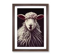 Stunning Sheep Framed Print | A4 Walnut Framed Wall Art | Ready to Hang | Modern Animal Picture | Living Room Bedroom Lounge Office