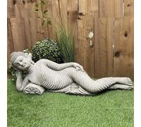 Stunning Stone Cast Reclining Buddha Ornament