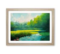 Stunning Summer Pond Framed Print | A2 Oak Framed Wall Art | Ready to Hang | Modern Landscape Picture | Living Room Bedroom Lounge Office