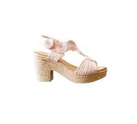 IVACHY Womens Sandal Ladies Summer Knitted Block Heels Espadrille Platform Wedge Shoes Size UK Pink