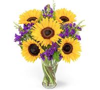 Stunning Sunflower Fresh Flower Bouquet - Flowers delivered for Birthdays, Anniversaries, Thank You & More - British Sunflowers, Solidago & Greenbell Thalaspi - A must-have for a Burst of Sunshine!