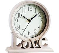 Stunning Table Clock Vintage Love Non-Ticking Desk Clock Retro Mantel Clocks For Living Room Bedroom Shelf Fireplace Farmhouse Décor Gift (Blush)