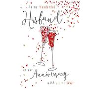 STUNNING TOP RANGE HANDMADE WONDERFUL HUSBAND ANNIVERSARY GREETING CARD