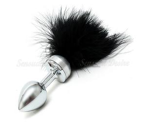 Stunning Unisex Small Stainless Steel Butt Plug With Feathers Erotic Anal