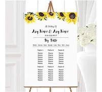 Stunning Watercolour Sunflower Personalised Wedding Seating Table Plan