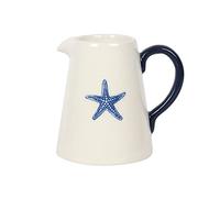 Stunning White & Blue Ceramic Starfish Flower Jug - 12cm x 9cm (1 Pc.) - Spacious, Durable & Stylish Design - Ideal for Everyday Use - Perfect for Home Decor & Gift