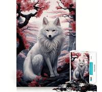 Stunning White Fox Hard Jigsaw Puzzle for Adults 1000 Pieces Logic Toy Family Bond Precision Cut Warm Surprise 38x26cm