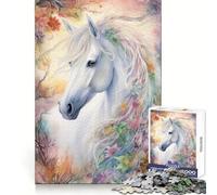 Stunning White Horse 1000 Piece Jigsaw Puzzle for Teenagers Mind Game Toy Stress Release Neat Cut Artistic Gift 50x75cm
