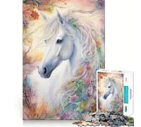 Stunning White Horse for Adults 1000 Piece Jigsaw Puzzle Mind Puzzle Relaxing Fun Image Assembly Warm Surprise 38x52cm