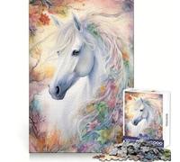 Stunning White Horse for Adults 1000 Piece Jigsaw Puzzle Mind Puzzle Relaxing Fun Image Assembly Warm Surprise 38x52cm