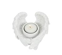 Glitter Angel Wing Tealight Candle Holder - White