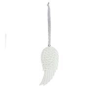 Stunning White Resin Glitter Angel Wing Hanging Decoration - 7.5cm x 3cm (1 Pc.) - Unique & Eye-catching Design, Durable Material - Perfect for Holidays