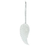 Stunning White Resin Glitter Angel Wing Hanging Decoration - 7.5cm x 3cm (1 Pc.) - Unique & Eye-catching Design, Durable Material - Perfect for Holidays
