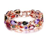 StunningBoutique "Chic Gold Plated Sapphire Colour Austria Crystal Bangle Women Bracelet Party Jewellery 19CM/7.5IN (Multicolor, Gold Plated)