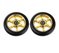 Stunt Scooter Replacement Wheels Plegables 2pcs/set 110mm Replacement Push/Kick/Stunt Scooter Mobility Wheels With Bearing Aluminum Alloy Wear-Resistant PU(Gold 6X)