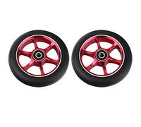 Stunt Scooter Replacement Wheels Plegables 2pcs/set 110mm Replacement Push/Kick/Stunt Scooter Mobility Wheels With Bearing Aluminum Alloy Wear-Resistant PU(Red 6X)