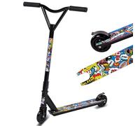 Stunt Scooter, Street Trick Scooter with 100mm PU Wheels ABEC-5 Bearings, Beginner Level Kick Scooters for Kids Teens, Freestyle Stunt Scooters Ages 8 9 10 11 12+(Blue Yellow)