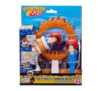 Stuntman Stu Hot Shot Cannon blast Sling shot toy with two rubber figures and ring of fire target Create fun stunts at home Toys