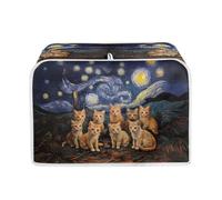 STUOARTE 2-Slice Toaster Cover, Galaxy Cat Printed Cute Kitchen Broiler Organizer Bag, Dustproof and Fingerprint Bread Toaster Oven Cover, Kitchen Small Appliance