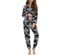 STUOARTE Bat Printed Womens Button Down Nightwear Pj Sets Long-Sleeve Loungewear with Long Pajama Pant Set Casual Loose Button Down Pajama Set Halloween Sleepwear