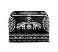 STUOARTE Boho Eclectic Mandala Elephant Toaster Cover, 4 Slice, Black, Protects & Decorates, For Bread, Bagel, English Muffin