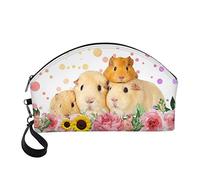 STUOARTE Floral Lovely Guinea Pig Animal Print Women Ladies Small Make up Bag Travel Cash Coin Pouch,Portable Waterproof Cosmetic Bag