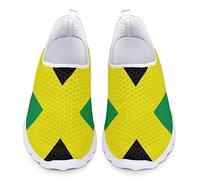 STUOARTE Jamaican Flag Print Breathable Sneaker Mesh Lightweight Comfortable Flat Sneaker Slip On EVA Sole Anti-Skid Athletic Shoes for Women Men Girls