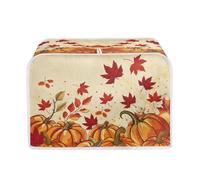 STUOARTE Pumpkin Maple Leaf Printed 4 Slice Toaster Covers Stain Resistant Bread Maker Cover Wide Slot Decorative Kitchen Appliance Dustproof Toaster Protector, Thanksgiving Day Decor