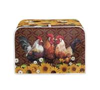 STUOARTE Rooster Sunflower Daisy Printed Toaster Cover for Women, Dustproof Bread Maker Protector Compatible with Most 4 Slice Toaster, Kitchen Microwave Oven Cover, Kitchen Decor