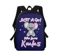 STUOARTE Rucksack Casual Backpack with Just A Girl Who Loves Koalas Kids Travel Camping School Shoulder Book Bag with Two Bottle Pockets