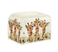 STUOARTE Sunflower Giraffe Print Toaster Cover, 4 Slice Long Slot, Washable Dust Protection, Kitchen Small Appliance Covers with Top Hook