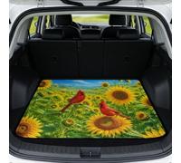 STUOARTE Universal Car Trunk Mat Cardinal Sunflower Print All Weather Trunk Protector Cargo Liner Heavy Duty Rear Trunk Protector Universal Fits Auto Interior Accessories